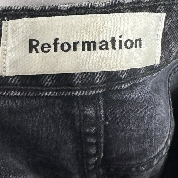 Reformation Julia High Cigarette Jeans Pacific Black Womens Size 25 Denim Raw - Picture 4 of 15